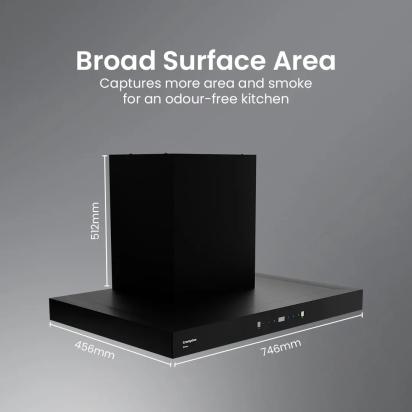 Crompton Eliteo Box Filterless Chimney 75cm by Crompton : Colours available: Black 13 3
