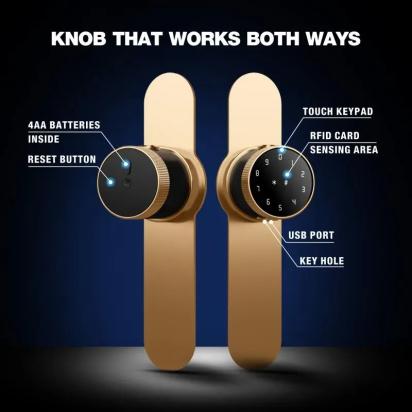 Ozone Smart Bluetooth Internal Lock with Lock Plate for Wooden & Metal Doors by Ozone for Bedroom, Office : Colours available: AntiqueBronze 7 3