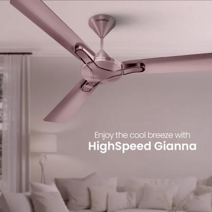 Crompton High Speed Gianna | Star Rated Ceiling Fan - Rose Ash by Crompton : Colours available: MistyRose 12 1