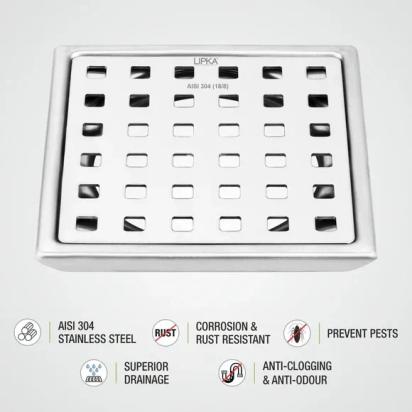 Lipka Red Exclusive Square Floor Drain (5 x 5 Inches) 3