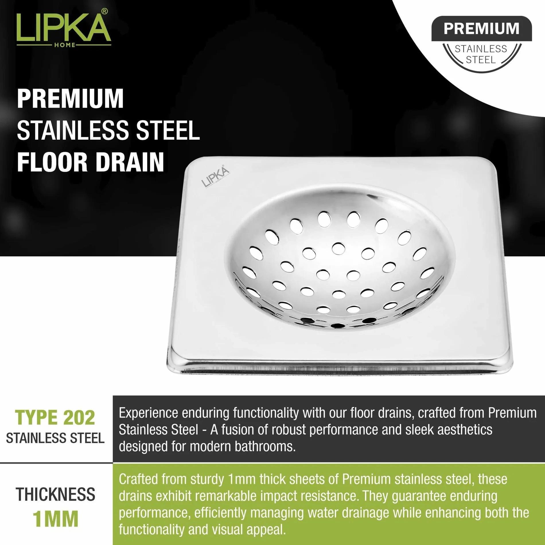 UNO Square Floor Drain (6 x 6 Inches) 3