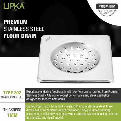 UNO Square Floor Drain (6 x 6 Inches) 3