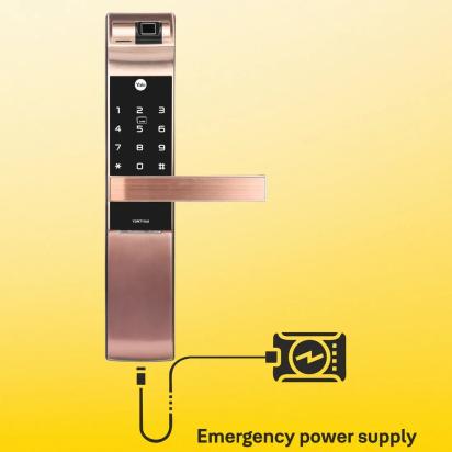 YDM 7116A Smart Lock Red Bronze YDM 7116A Smart Lock with Fingerprint PIN Code RFID Card Mechanical Key Bluetooth module by Yale 6 7
