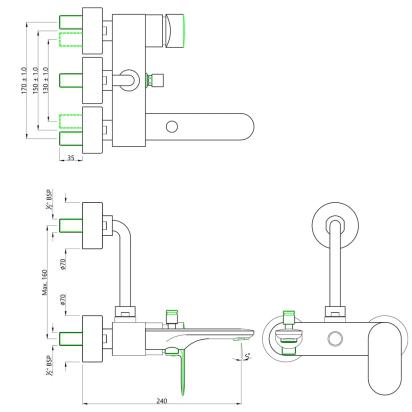 Single Lever Wall Mixer 3-In-1 System - Antique Bronze - OPP-ABR-15125PM by Jaquar : Colours available: AntiqueBronze 1 1
