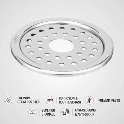 Lipka Eon Round Floor Drain with Plain Jali & Hole (5 inches) 3