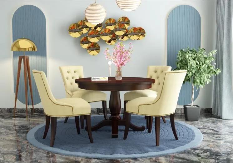 Urbanwood Knit 4-Seater Round Dining Table Set ( Walnut Finish )