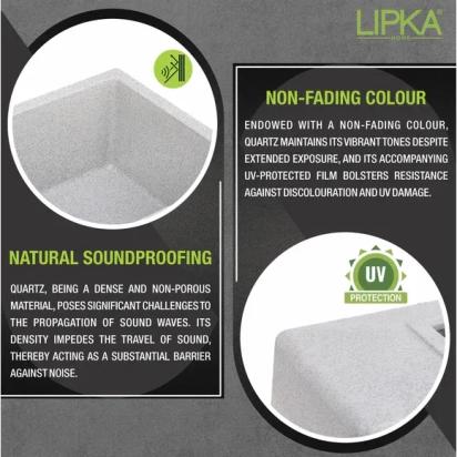 Lipka Smokey Grey Quartz Single Bowl with Drainboard Kitchen Sink (36 x 18 x 9 Inches) 3