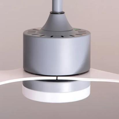 TheWhiteTeak Salzburg Story (132 cm Span, Grey Finish Metal Body, White Finish ABS Blades) 3 Colour Dimmable LED with Remote Control Ceiling Fan by White Teak : Colours available: Grey 9 8