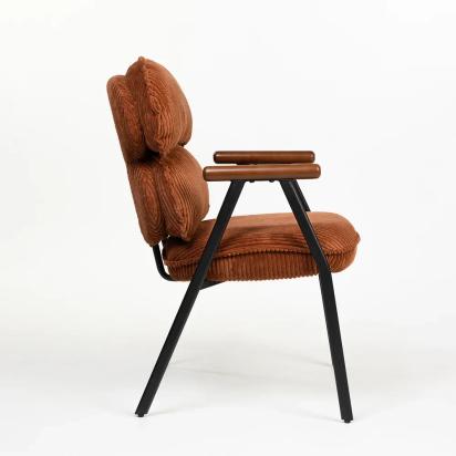 LivingShapes Antho Velvet Dining Chair with Wooden Armrest - Coppery Red by Living Shapes : Colours available: DarkRed 1 4