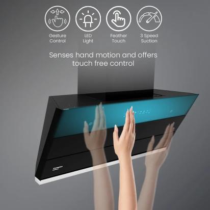Crompton IntelliMotion Inclined 90cm Filterless Chimney by Crompton : Colours available: Black 11 5