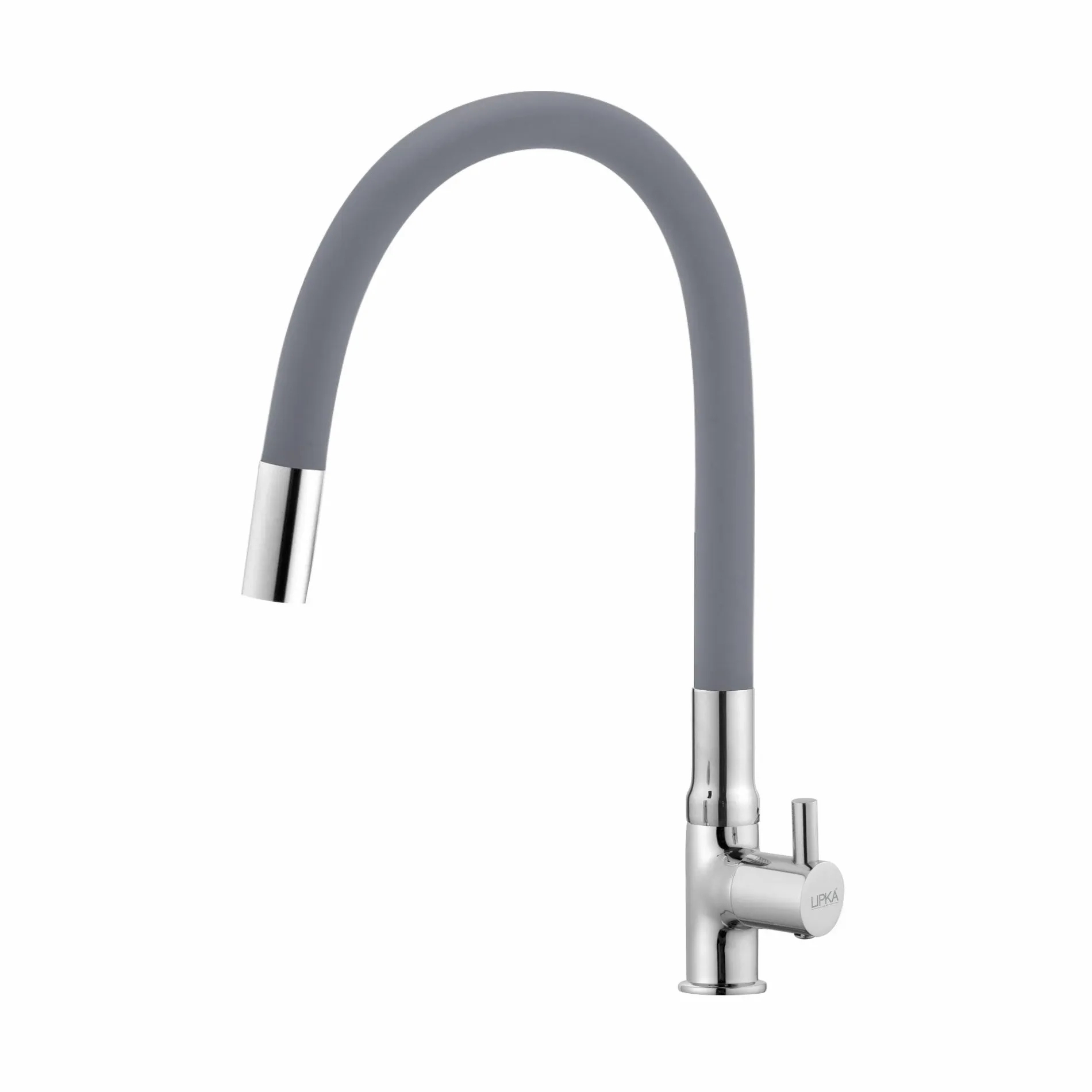Lipka Kyron Swan Neck Brass Faucet with Flexible Silicone Spout (Grey) 1