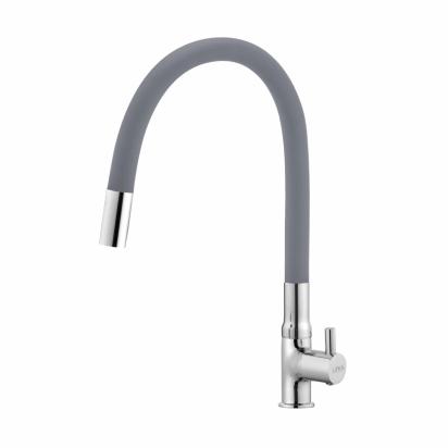 Lipka Kyron Swan Neck Brass Faucet with Flexible Silicone Spout (Grey) 1