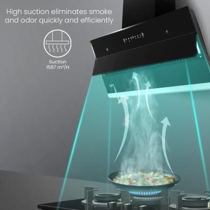 Crompton IntelliMotion Inclined 90cm Filterless Chimney by Crompton : Colours available: Black 10 4