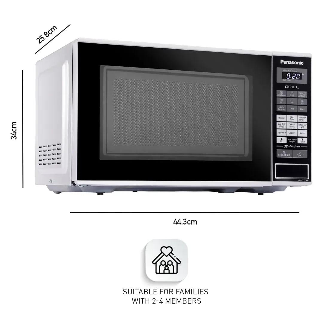 Panasonic 20L Grill Microwave Oven (NN-GT221WFDG, White, Power Grill, Auto Defrost, 38 Auto Cook Menus) 2