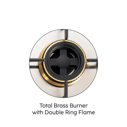 Glen 4 Burner Glass Gas Hob Top with Total Double Ring Brass Burner (1074CIHTTDB) 2