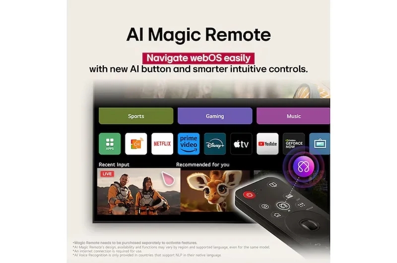LG 139 cm (55) 4K UHD AI UA8250 Smart TV with α7 AI Processor Gen8, Filmmaker Mode with Dolby Atmos, 2025 by LG : Colours available: Black 14 7