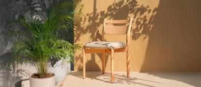 Alankaram Vahva - Beech Dining Chair, Upholstered Seat, Sale by Alankaram : Colours available: Wheat 1 4