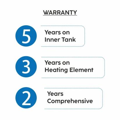 Glen Storage Water Heater 8 Bar Pressure Incoloy Element and Polymer Coated Tank, Temperature Setting Knob - 10 Litre (WH-7058VWH) 7