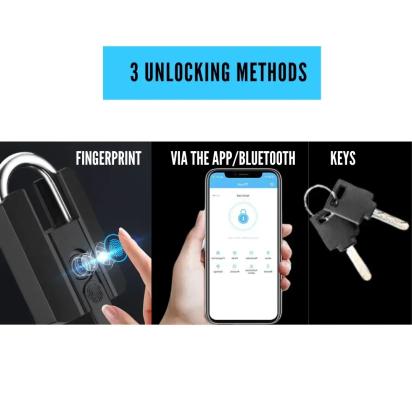 Z+ Smart Door Lock Fingerprint Padlock by Smiledrive for Multipurpose : Colours available: Black 16 6
