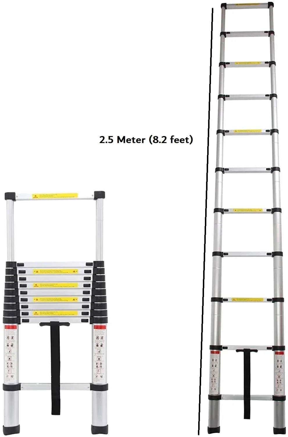 Avhe India Aluminium Telescopic Ladder 2.6 Meter by Avhe India for Indoor, Outdoor : Colours available: Chrome 1 1