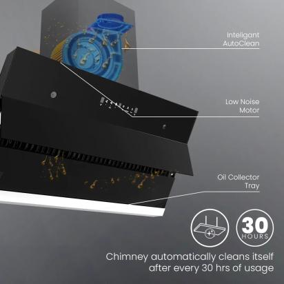 Crompton IntelliMotion Inclined 90cm Filterless Chimney by Crompton : Colours available: Black 14 3