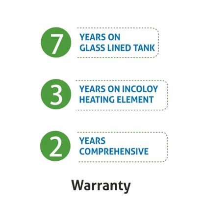 Glen Water Heater 2000W 8 Bar Pressure Glasslined Element and Tank, Temperature control (7054) - 15L 7