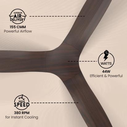 Crompton Silent Pro Fluido Wave 900mm - Sheesham Wood by Crompton : Colours available: WoodyBrown 10 3