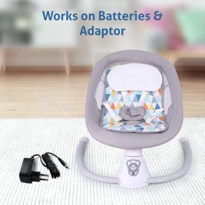 R for Rabbit Cocoon The Smart Auto Baby Swing - Grey Multi 3