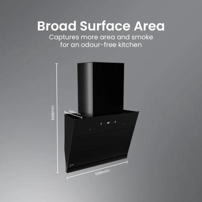 Crompton Eliteo Inclined Filterless Chimney 60cm by Crompton : Colours available: Black 3 4