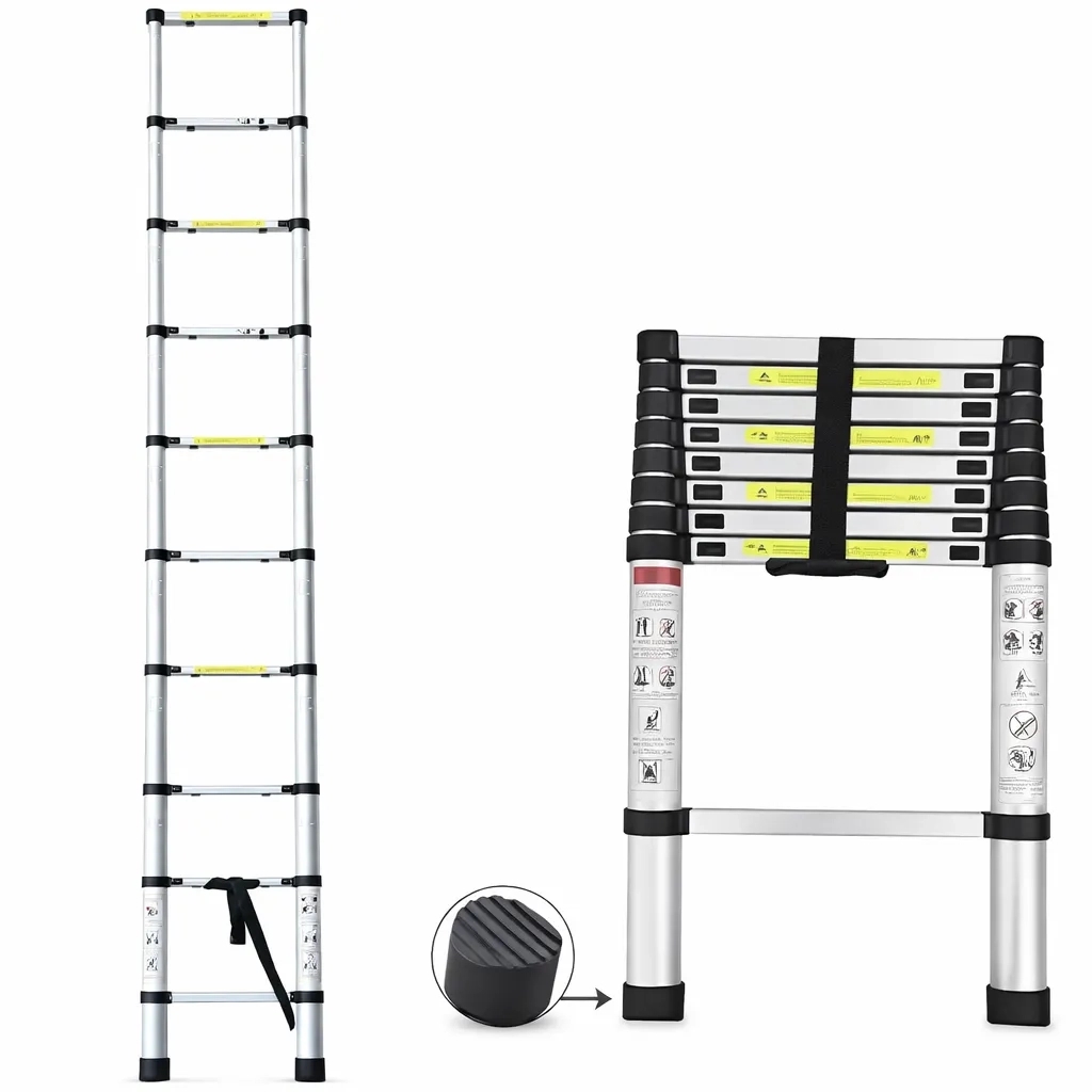 Avhe India Aluminium Telescopic Ladder 2.6 Meter by Avhe India for Indoor, Outdoor : Colours available: Chrome