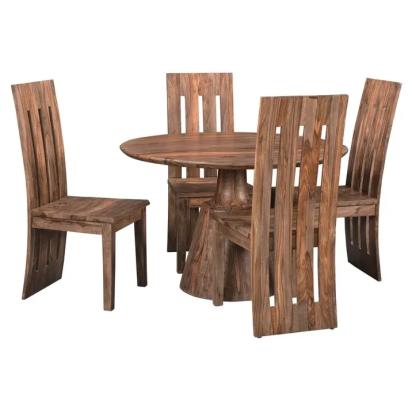 Daywithwood Sheesam Wood Dining Set With 4 Chair,Furniture by Day With Wood : Colours available: Brown 4 3