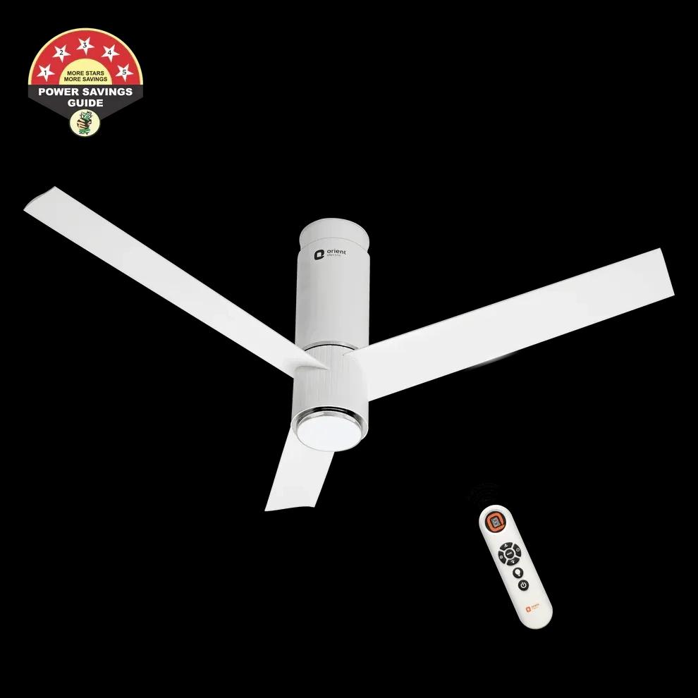 Orient Electric Aeroslim with IoT, Remote & 3CCT Underlight BLDC PRO Smart Ceiling Fan 1200mm White