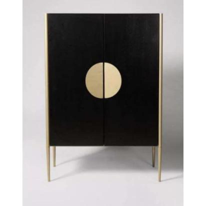 Asian Arts Modern Black Bar Cabinet with Brass Accents | Contemporary Liquor Storage by Asian Arts : Colours available: Black 5 2