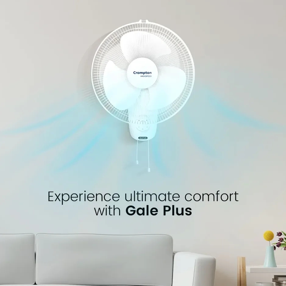 Crompton Hispeed Gale Plus Wall Mounted Fan - White by Crompton : Colours available: White 9 1