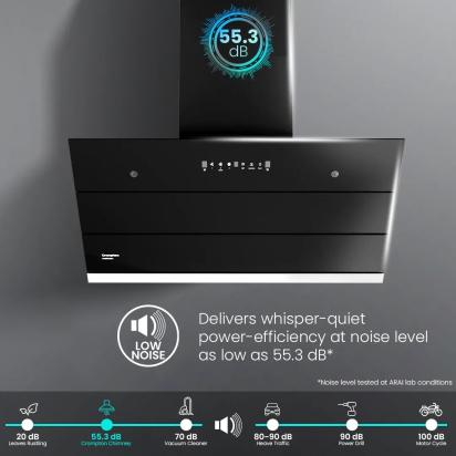 Crompton IntelliMotion Inclined 90cm Filterless Chimney by Crompton : Colours available: Black 9 2