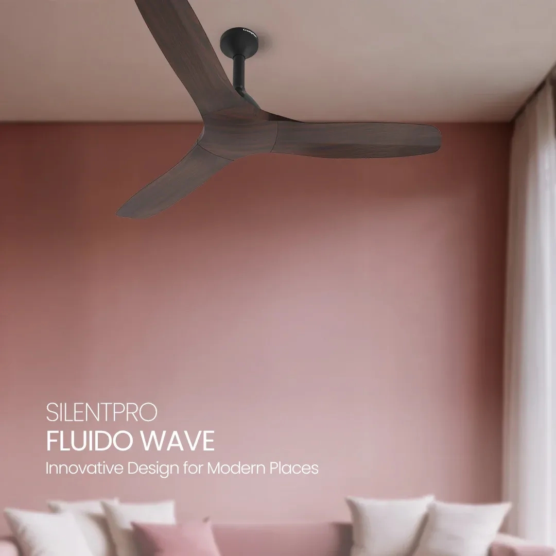 Crompton Silent Pro Fluido Wave 900mm - Sheesham Wood by Crompton : Colours available: WoodyBrown 9 1