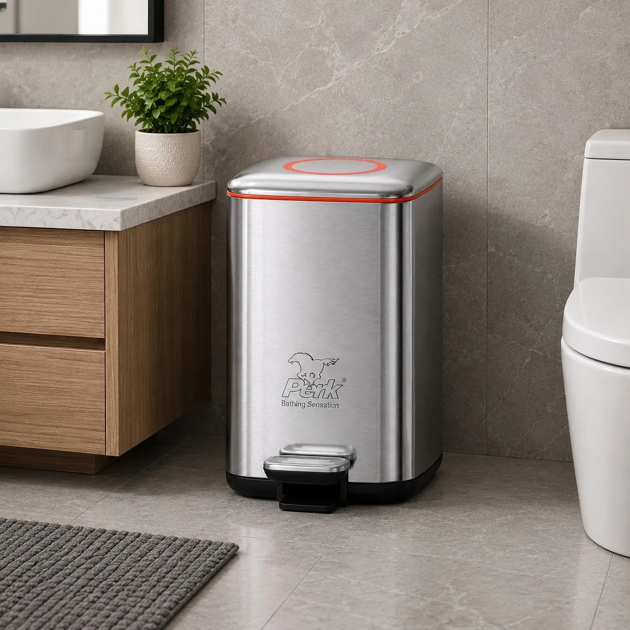Perk Regent Dustbin 12 Litre - Matt Steel