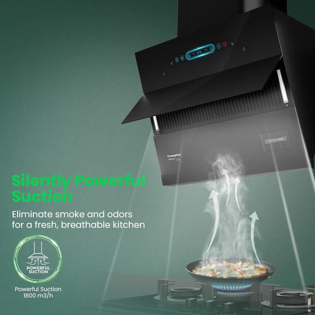 Crompton AQNova (Inclined) Chimney | Filterless 60 CM by Crompton : Colours available: Black 10 2