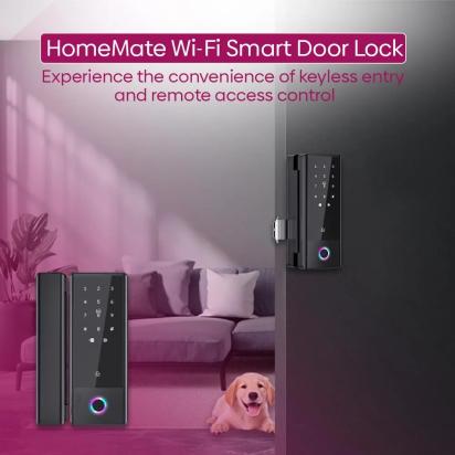 Homemate Wi-Fi Smart Glass Door Lock by Homemate : Colours available: Black 3 4