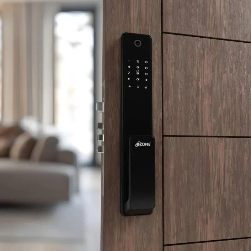 Ozone Smart Wi-Fi External Lock with Integrated HD Video Camera for Wooden & Metal Doors, 4-Way Access, OzoLife App, Fingerprint, Password, RFID Card, 40-100 mm Door Thickness, Free Installation, 3 Years Warranty (Black) 1