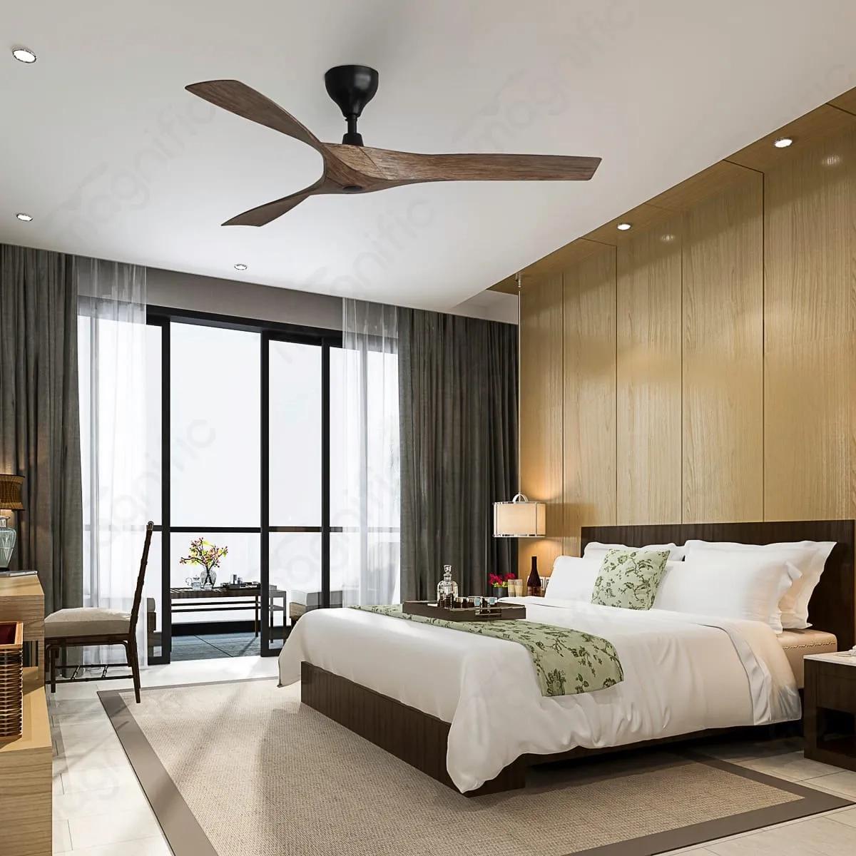 Magnific Sensation – 56″ Modern Ceiling Fan with Unique Design | Remote Control - Pine Wooden