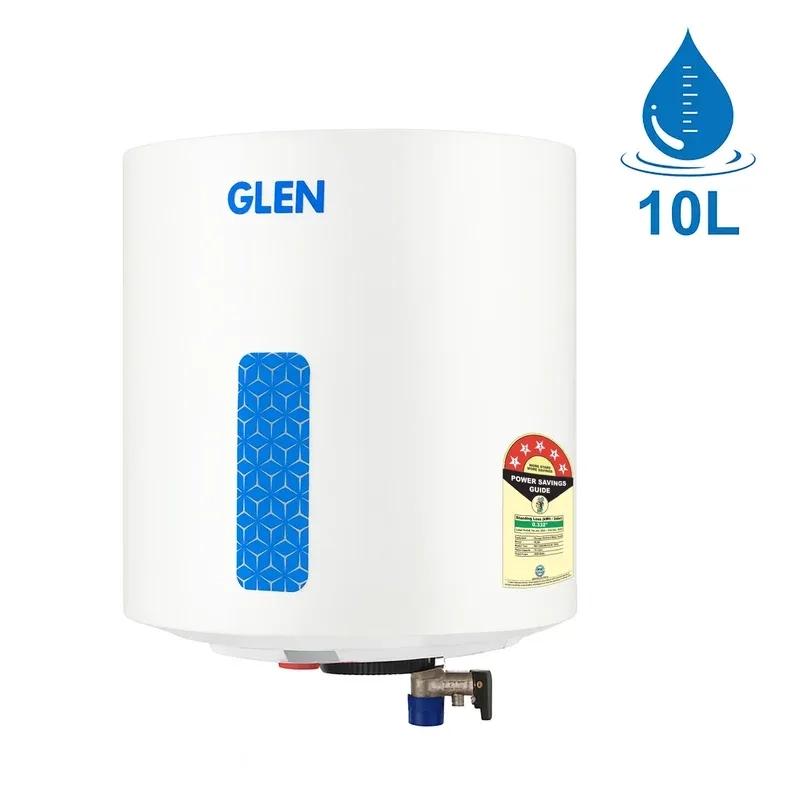 Glen Storage Water Heater 8 Bar Pressure Incoloy Element and Polymer Coated Tank, Temperature Setting Knob - 10 Litre (WH-7058VWH)