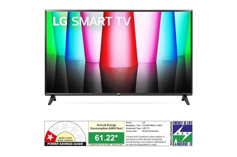 LG 80cm (32) Smart TV (LR57), α5 Gen6 AI Processor, 60Hz Refresh Rate, Active HDR,AI Sound by LG : Colours available: Black