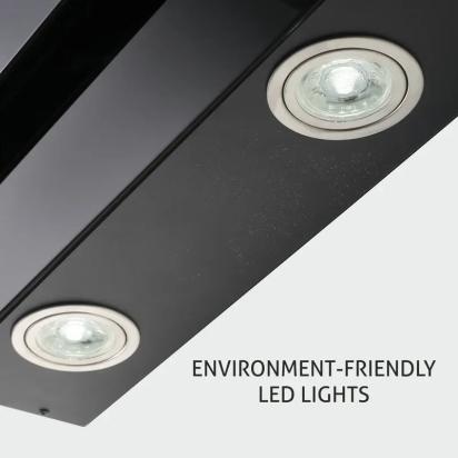 Glen Kitchen Chimney Vertical Glass Push Buttons Baffle Filters 60cm 1000 m3/h- Black (6079 PB) 3