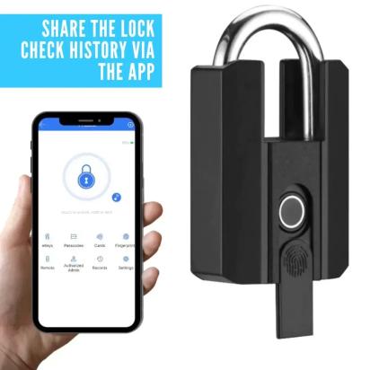 Z+ Smart Door Lock Fingerprint Padlock by Smiledrive for Multipurpose : Colours available: Black 14 8