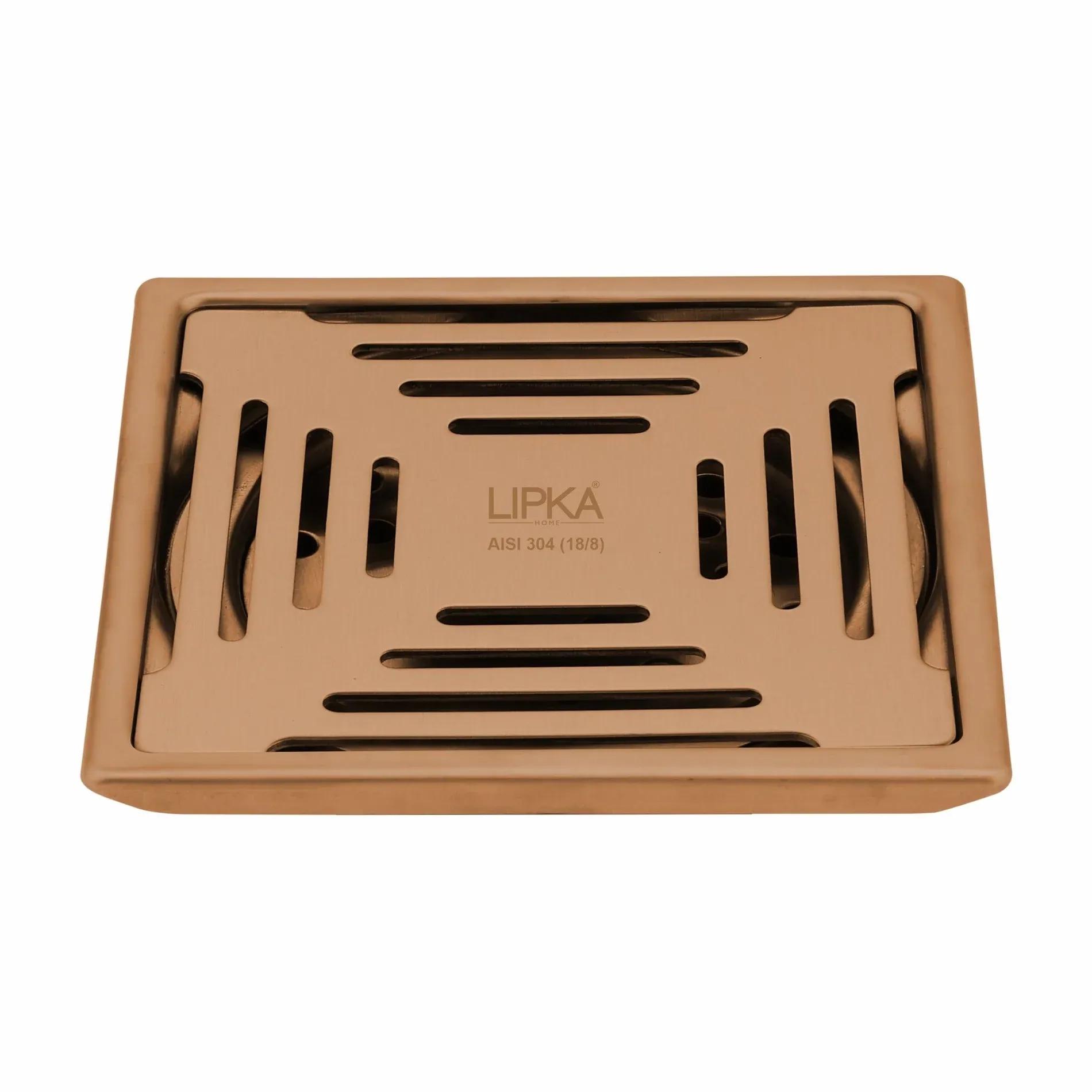 Lipka Green Exclusive Square Floor Drain in Antique Copper PVD Coating (5 x 5 Inches)