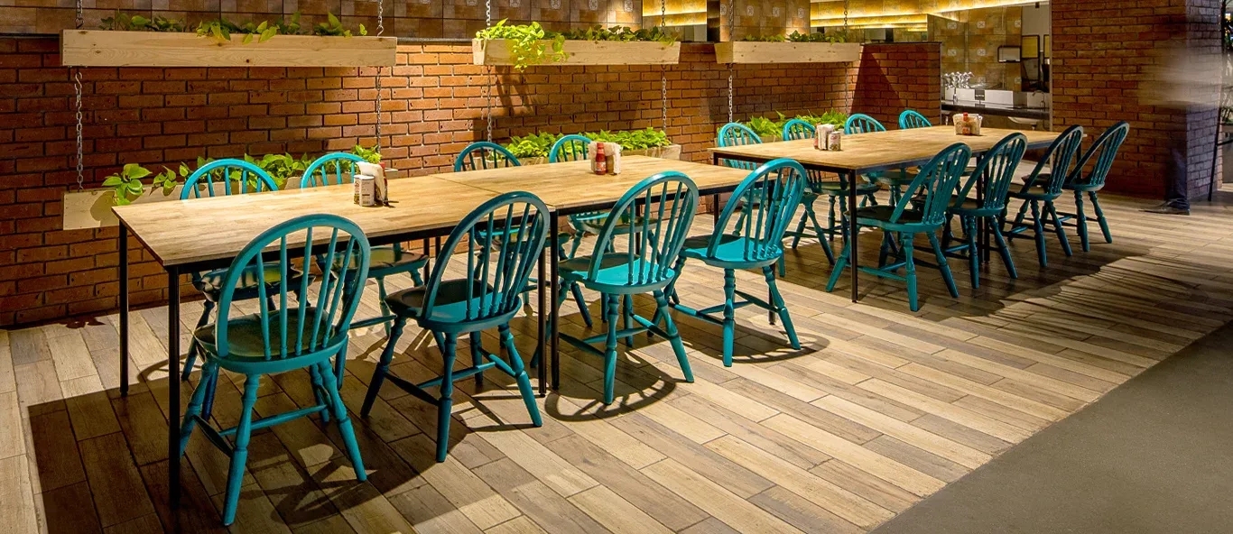 Alankaram Troi - Teak Dining Chair, Wooden Seat, Stained Spindles by Alankaram : Colours available: Tan 2 3