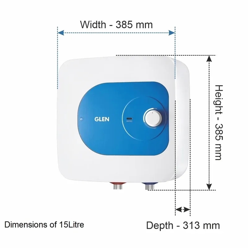 Glen Water Heater 2000W 8 Bar Pressure Glasslined Element and Tank, Temperature control (7054) - 15L 6