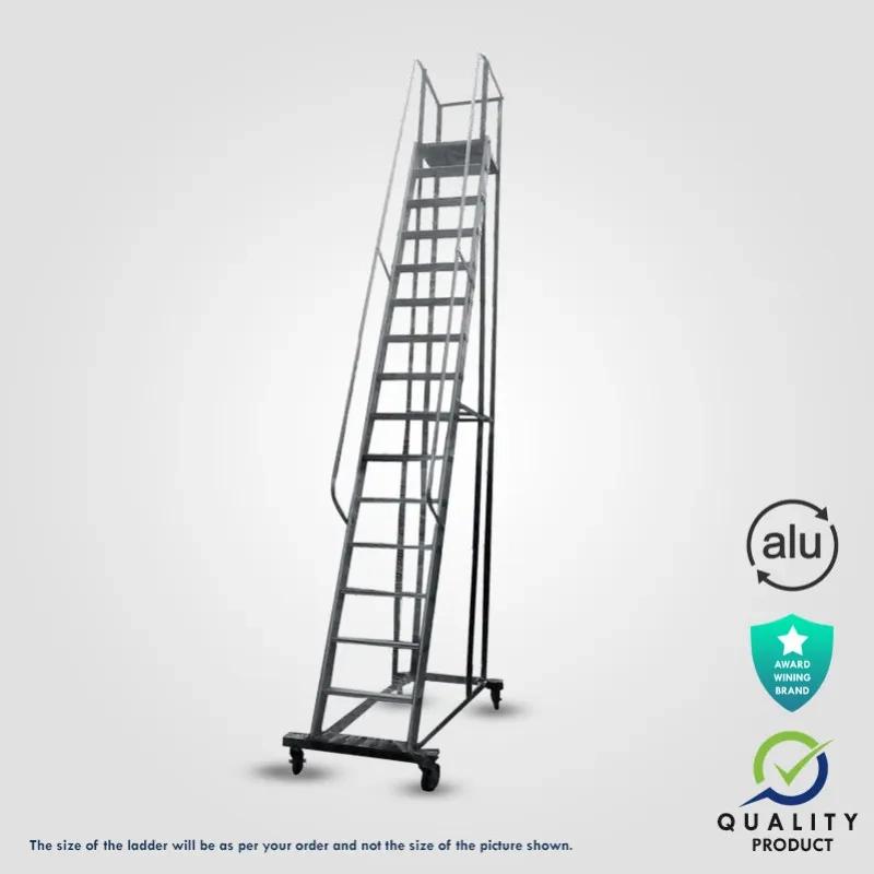 Aluminium Trolley Step Ladder with Top Stable Platform (Model: K7024, Height: 4 ft in Medium)