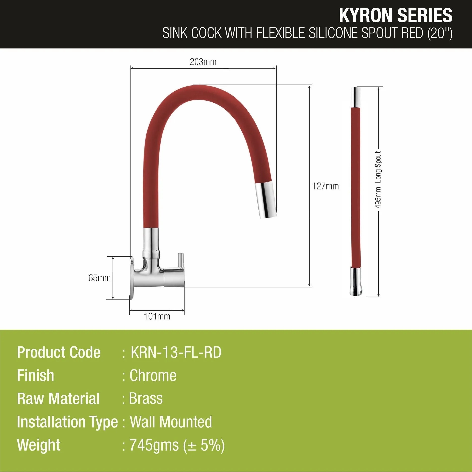 Lipka Kyron Sink Tap Brass Faucet with Flexible Silicone Spout (Red) 1